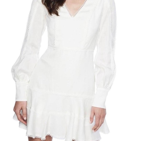 Bardot Elegant White Lace Trim Dress - Picture 2 of 6